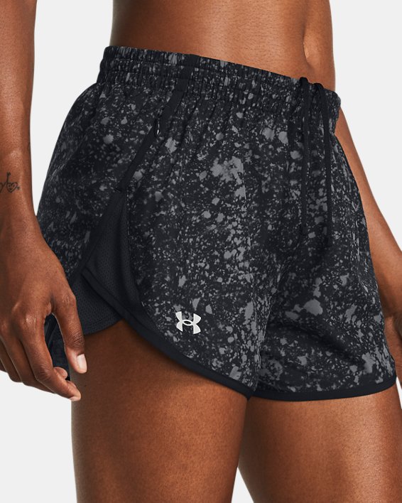 Women's UA Fly-By Printed 3" Shorts in Black image number 3